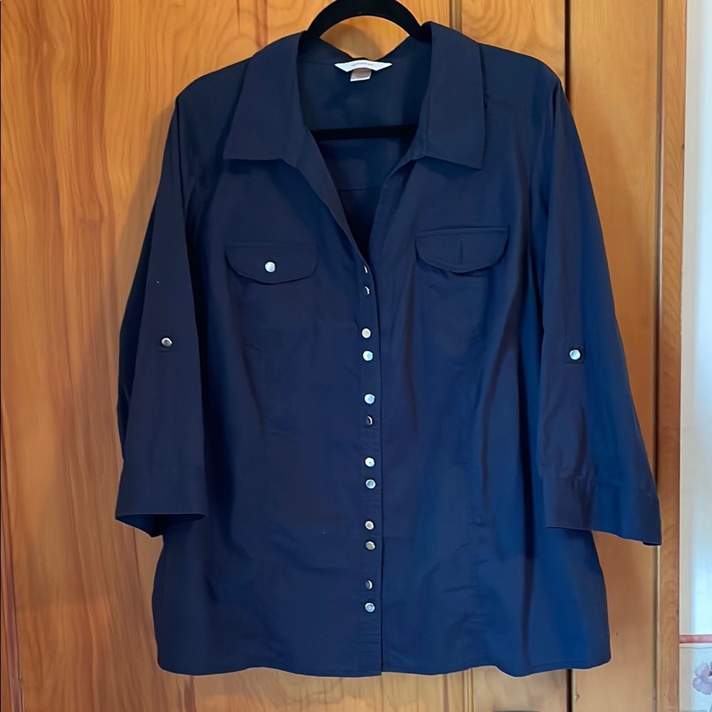 CJ Banks Navy Blue Blouse